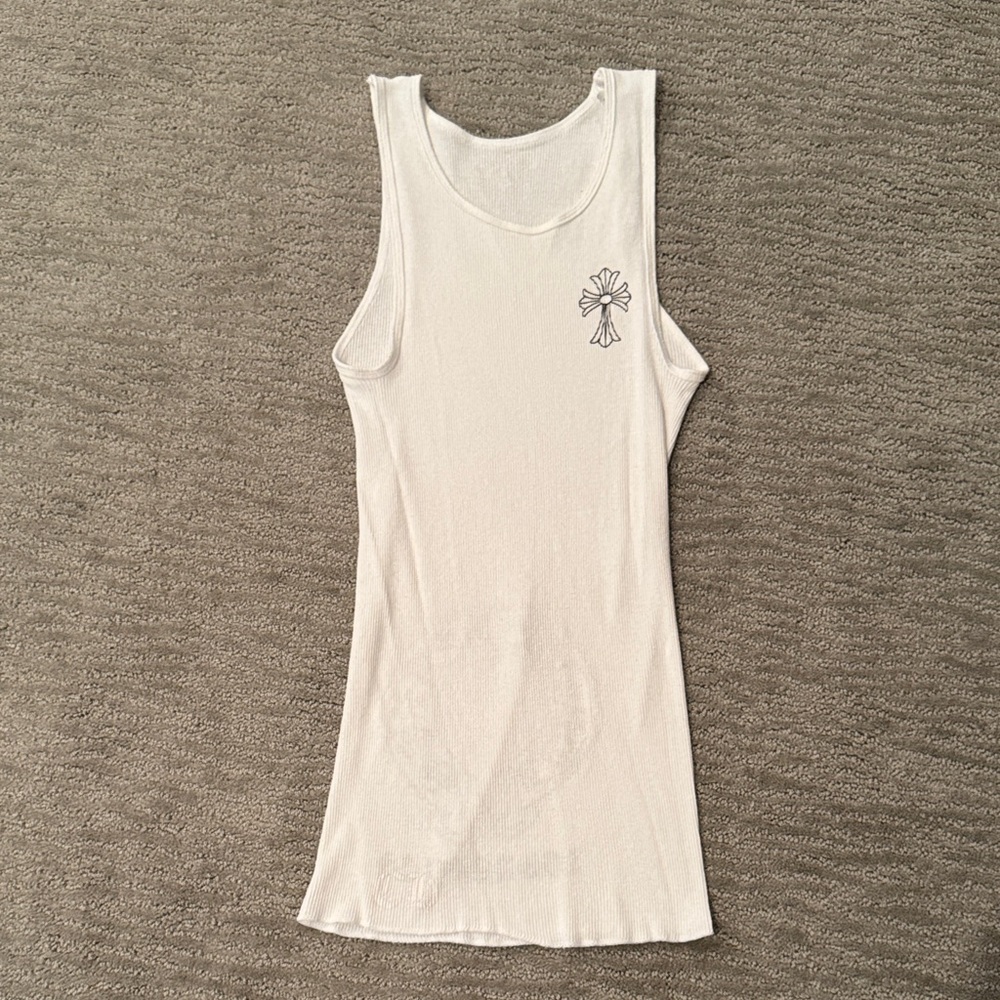 Authentic Chrome Hearts White Tank Top with Cross Emblem